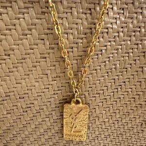 YSL TOTE Auth YSL Beauty Bag Charm & StrawTote Bracelet NECKLACE New